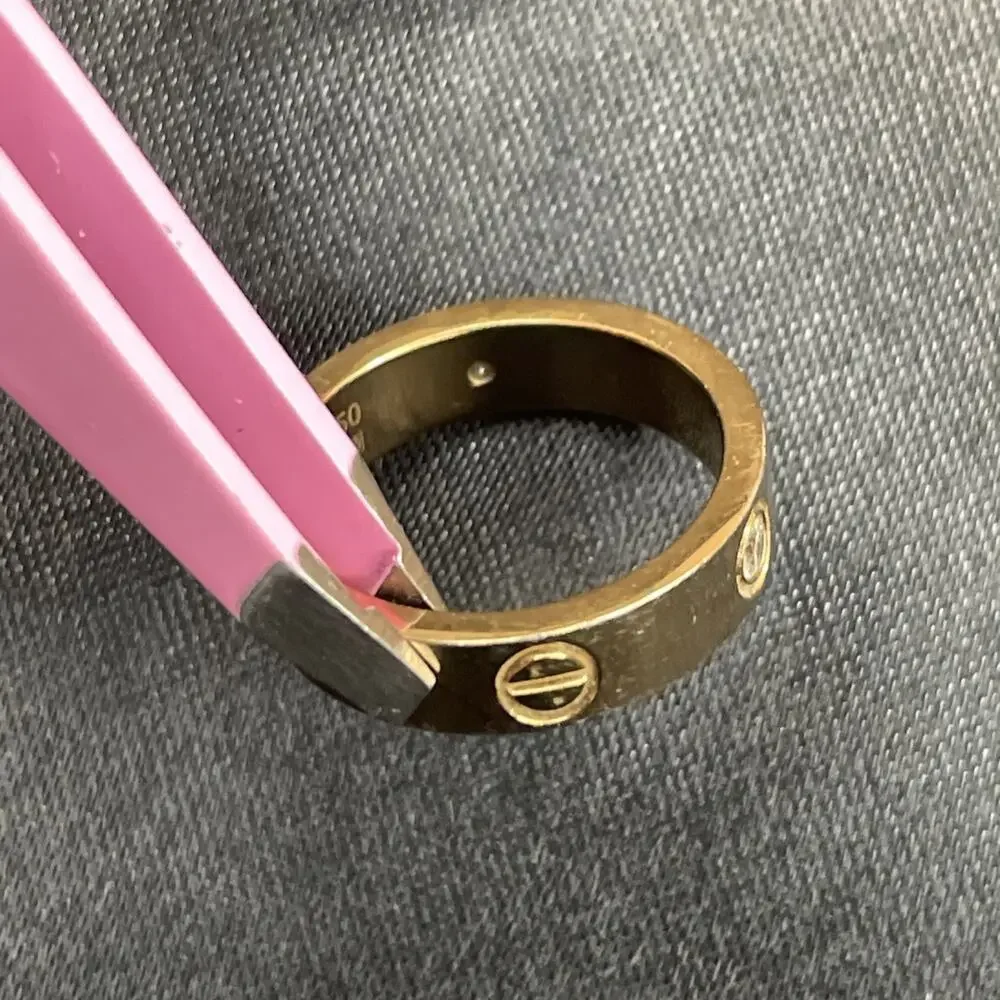 Authentic Cartier Love Ring 18K Yellow Gold 3 Diamonds Band Size 54 / US 7